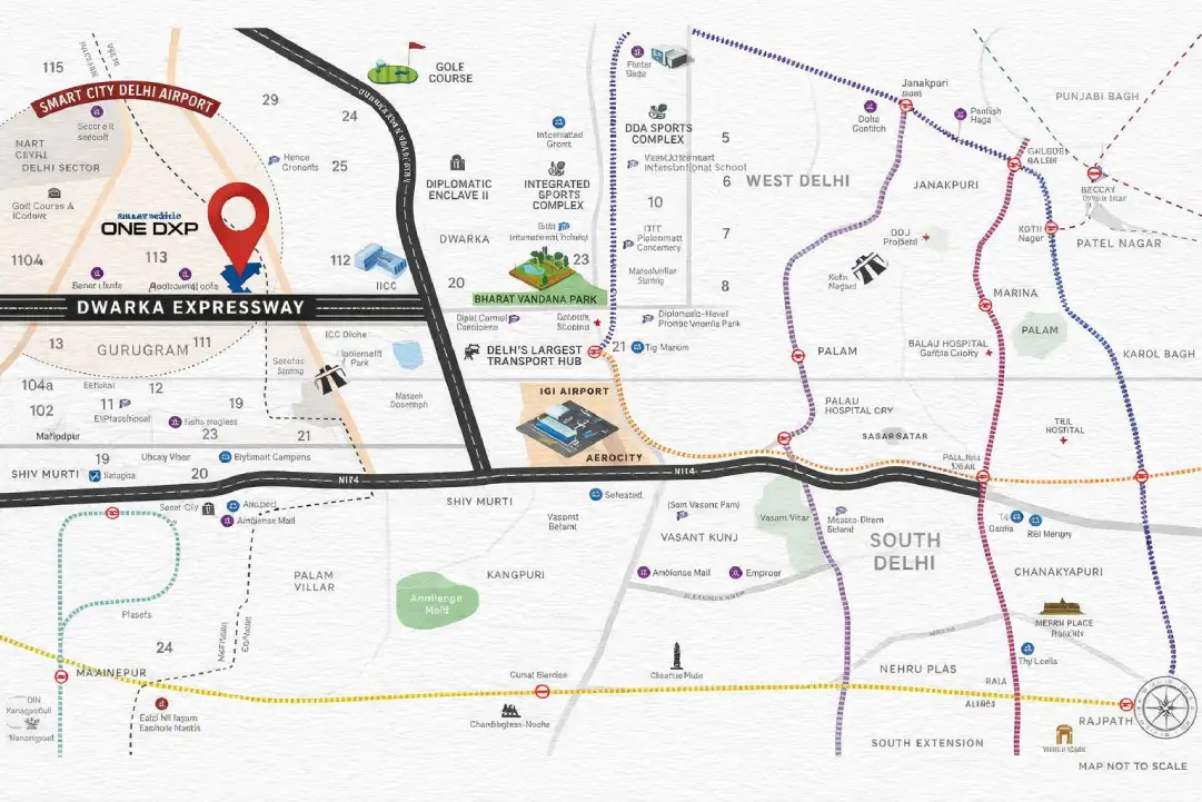 Smart World One DXP Sector 69 Gurgaon Location Map